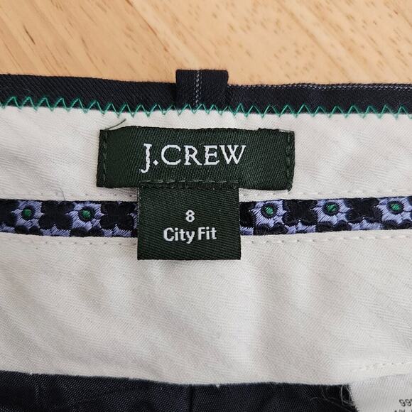 J. Crew City Fit Pinstripe Dress Pants Wool 33" inseam -Navy Blue -sz 8-EUC - Picture 3 of 9